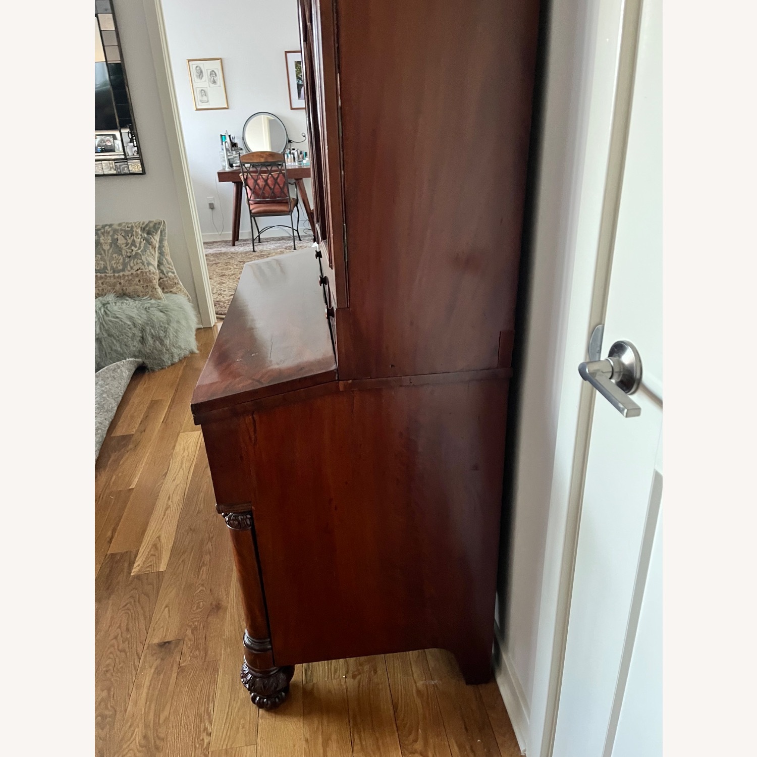 Antique 19th C. Empire Flame Mahogany Secretary - image-3