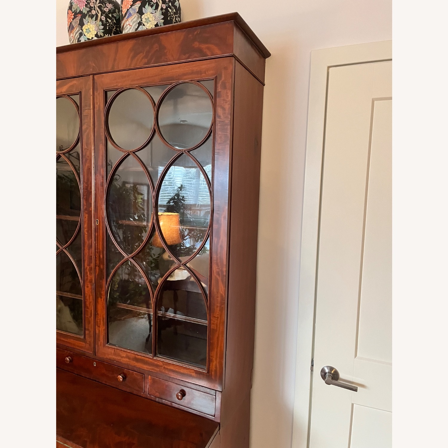 Antique 19th C. Empire Flame Mahogany Secretary - image-29