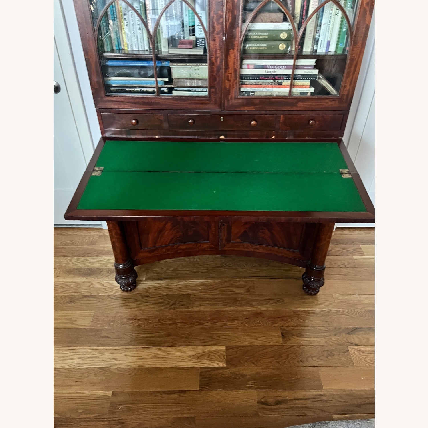 Antique 19th C. Empire Flame Mahogany Secretary - image-15