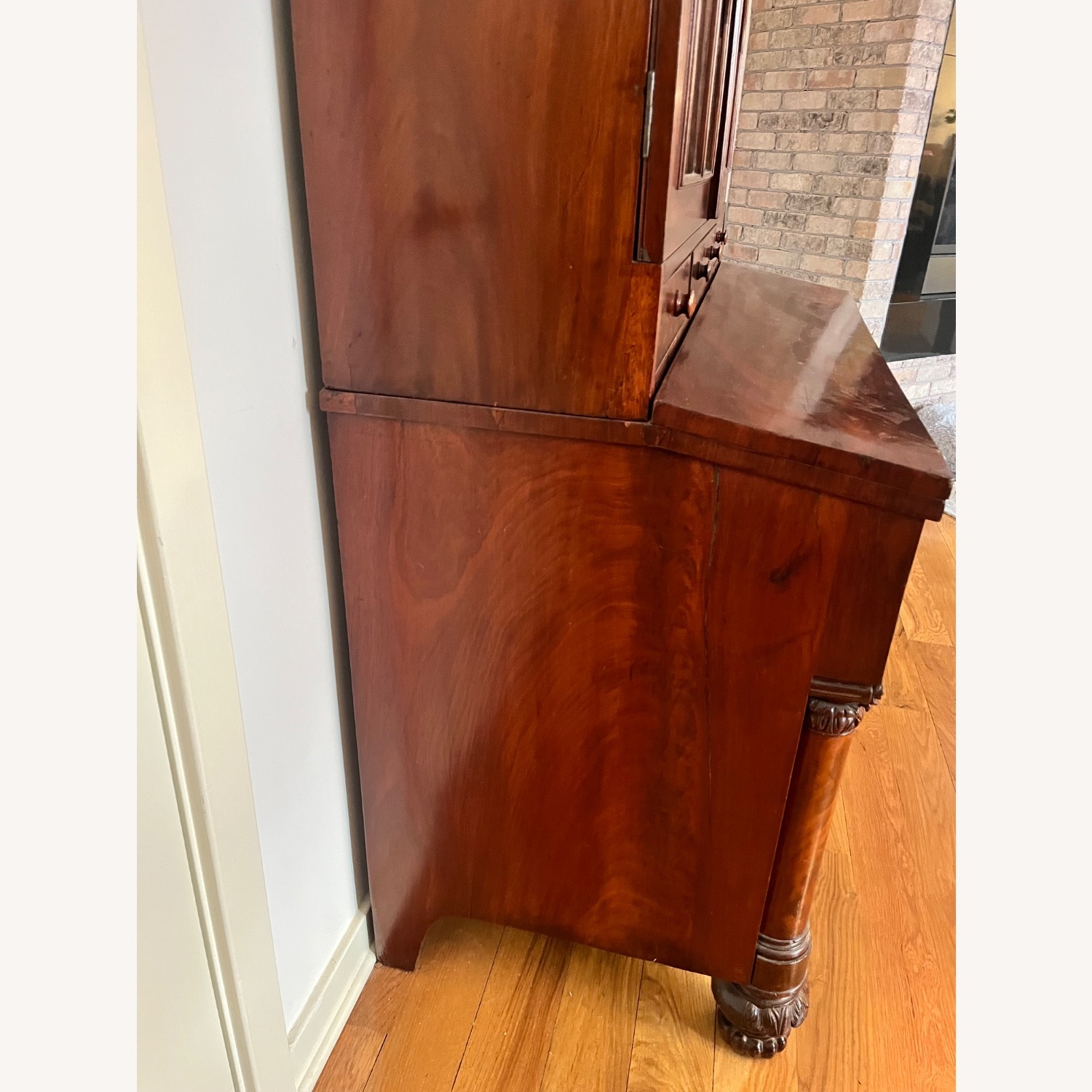 Antique 19th C. Empire Flame Mahogany Secretary - image-26