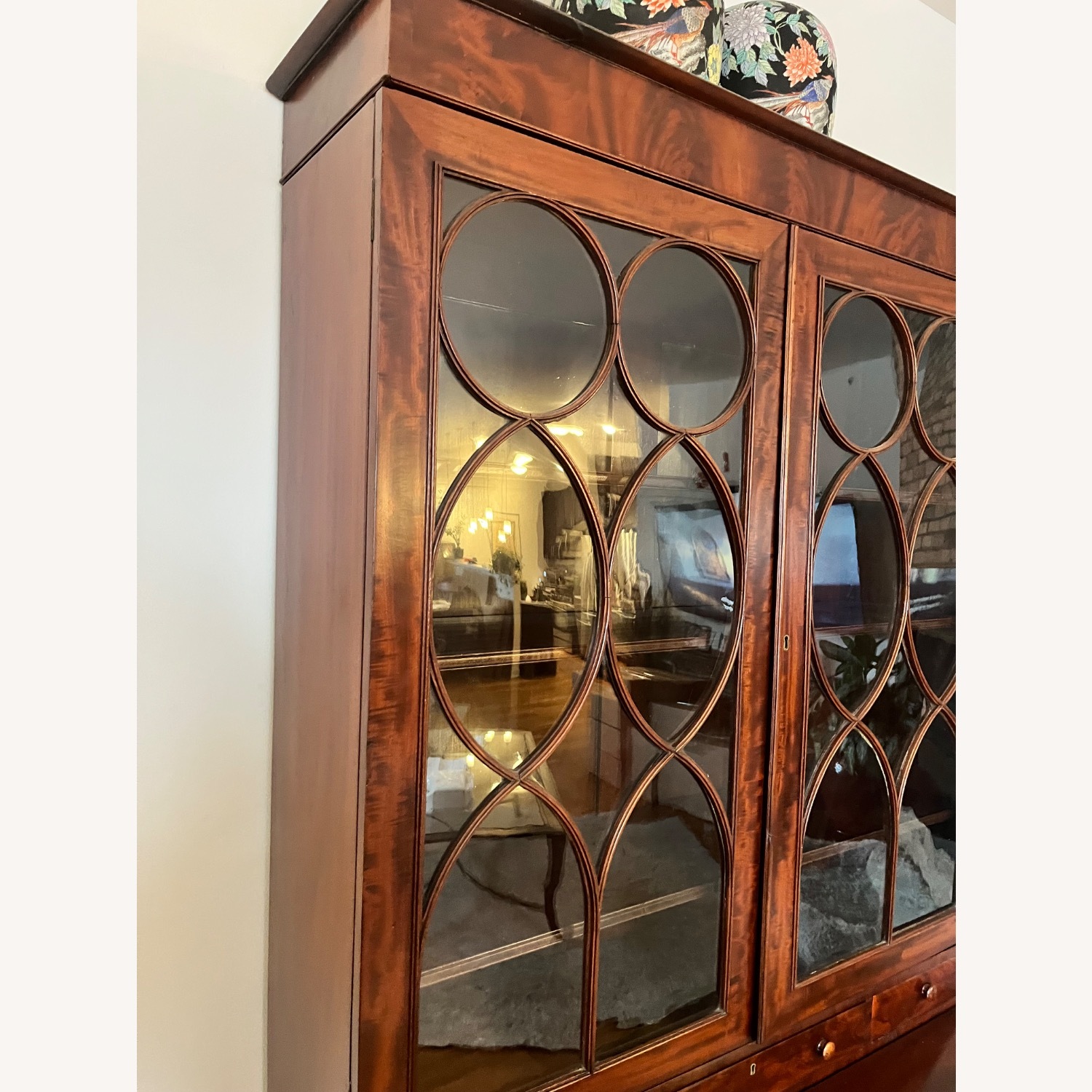 Antique 19th C. Empire Flame Mahogany Secretary - image-30