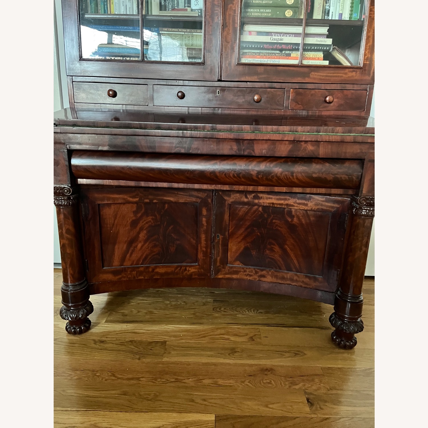 Antique 19th C. Empire Flame Mahogany Secretary - image-12