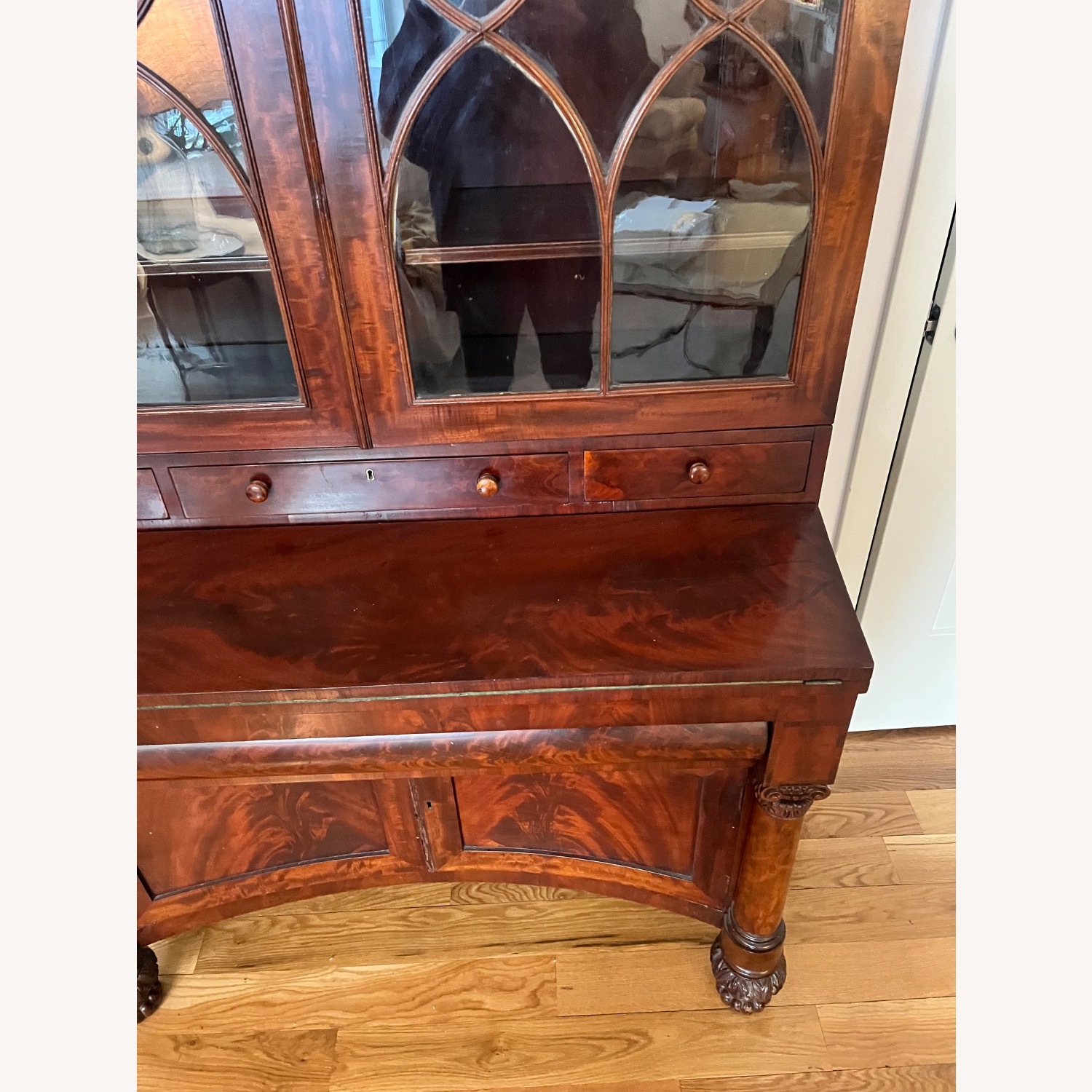 Antique 19th C. Empire Flame Mahogany Secretary - image-19