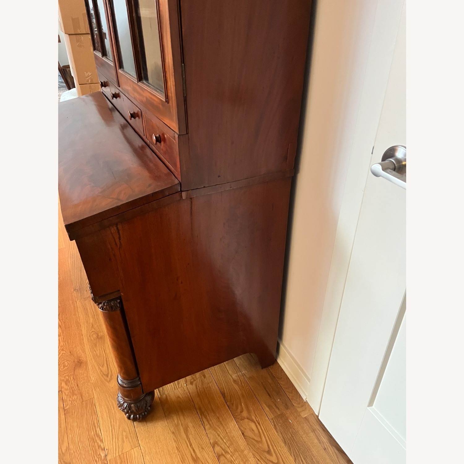 Antique 19th C. Empire Flame Mahogany Secretary - image-24