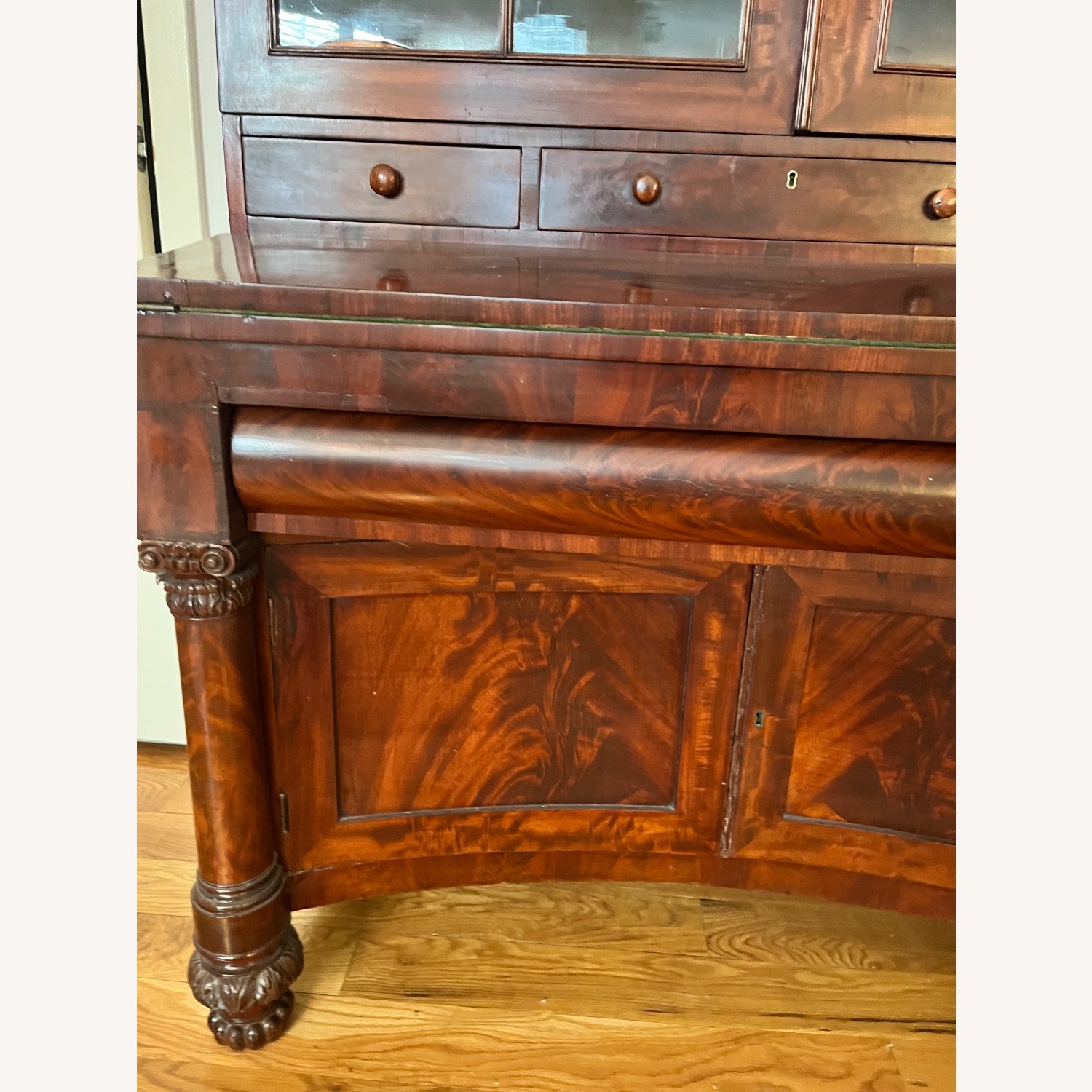 Antique 19th C. Empire Flame Mahogany Secretary - image-20