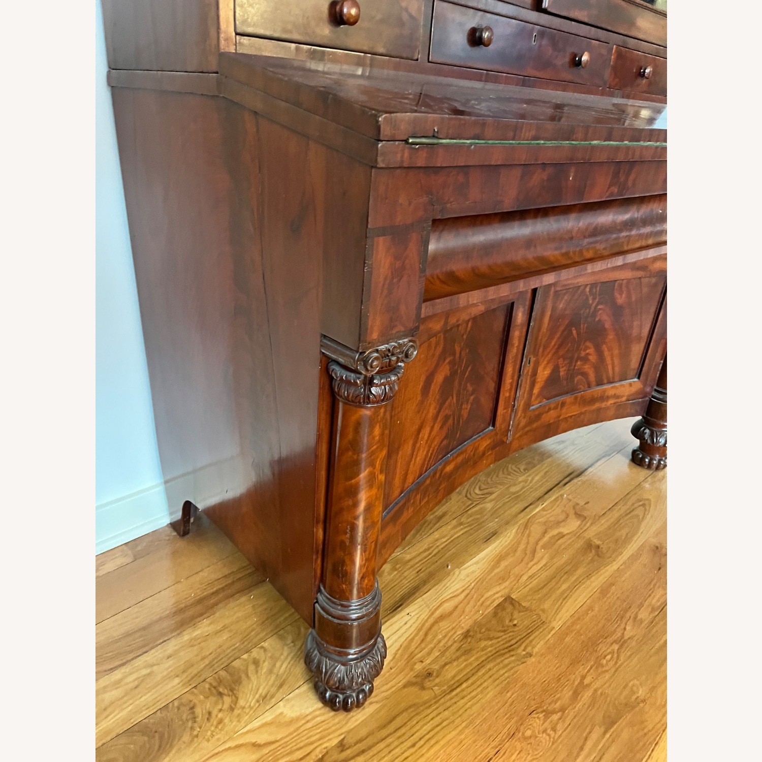 Antique 19th C. Empire Flame Mahogany Secretary - image-27