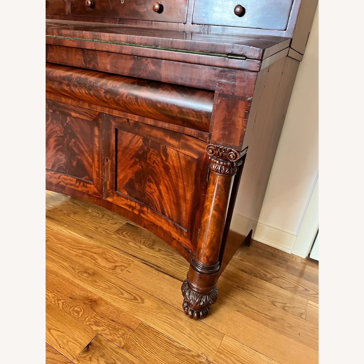 Antique 19th C. Empire Flame Mahogany Secretary - image-28