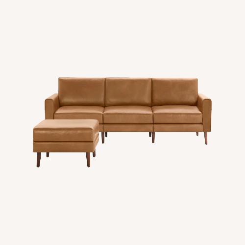 Used Burrow Light Brown Leather Sofa with Ottoman for sale on AptDeco