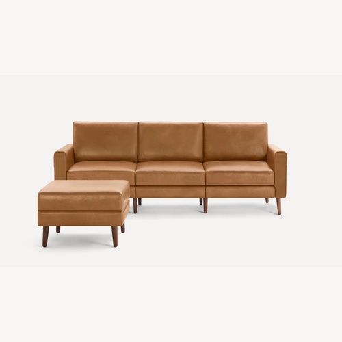 Used Burrow Light Brown Leather Sofa with Ottoman for sale on AptDeco