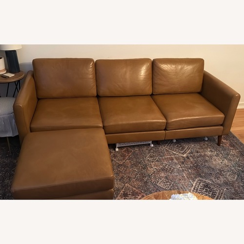 Used Burrow Light Brown Leather Sofa with Ottoman for sale on AptDeco