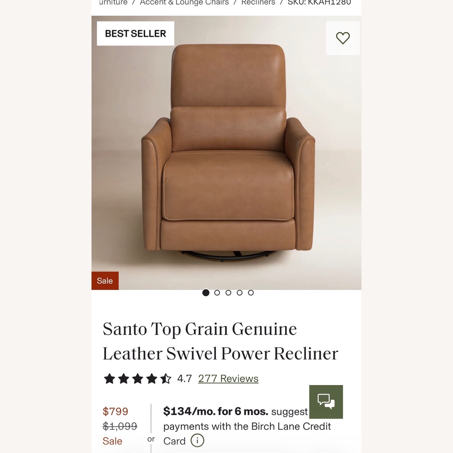 Birch Lane Santo Leather Recliner Recliner - image-2