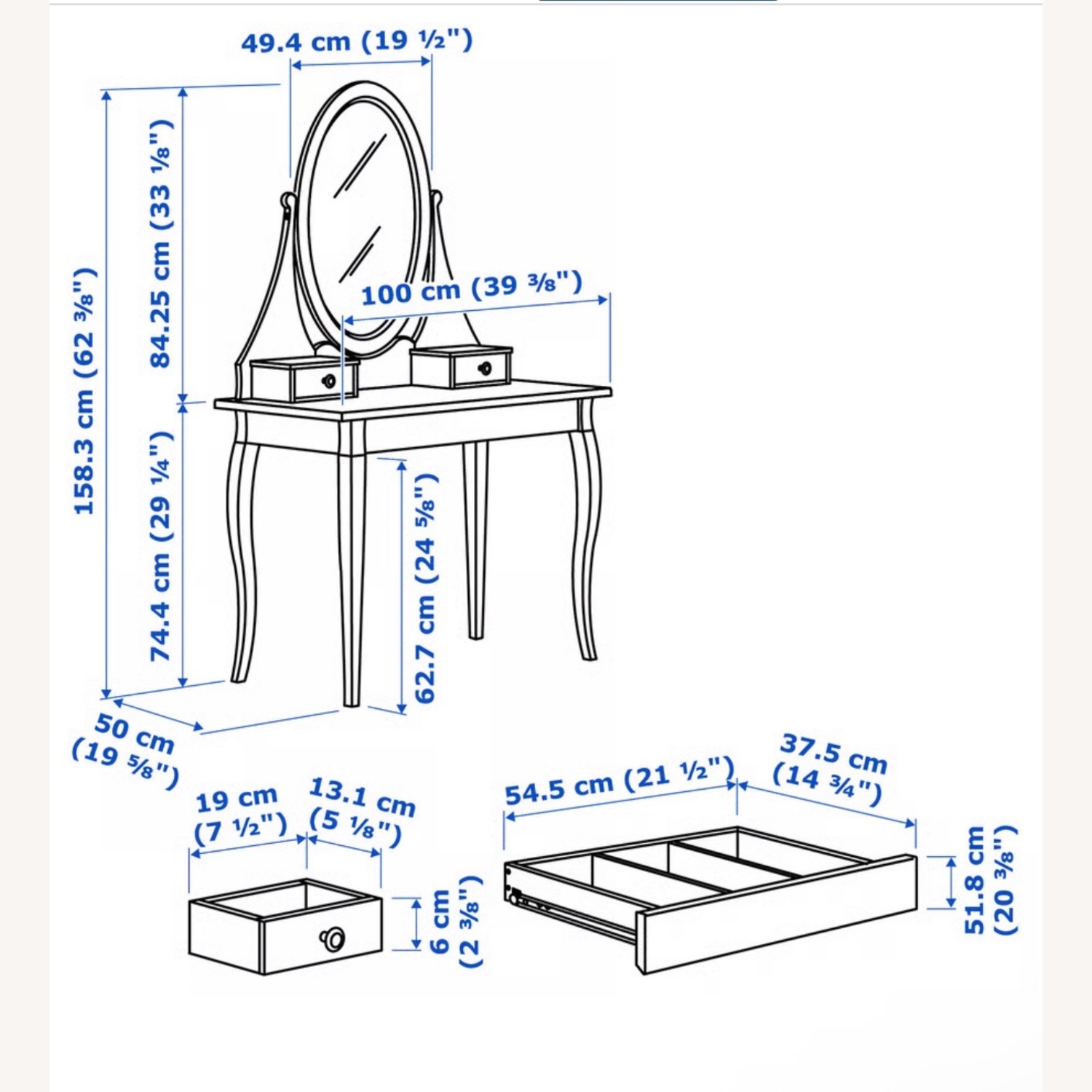 IKEA Hemnes Dressing Table With Mirror - image-2