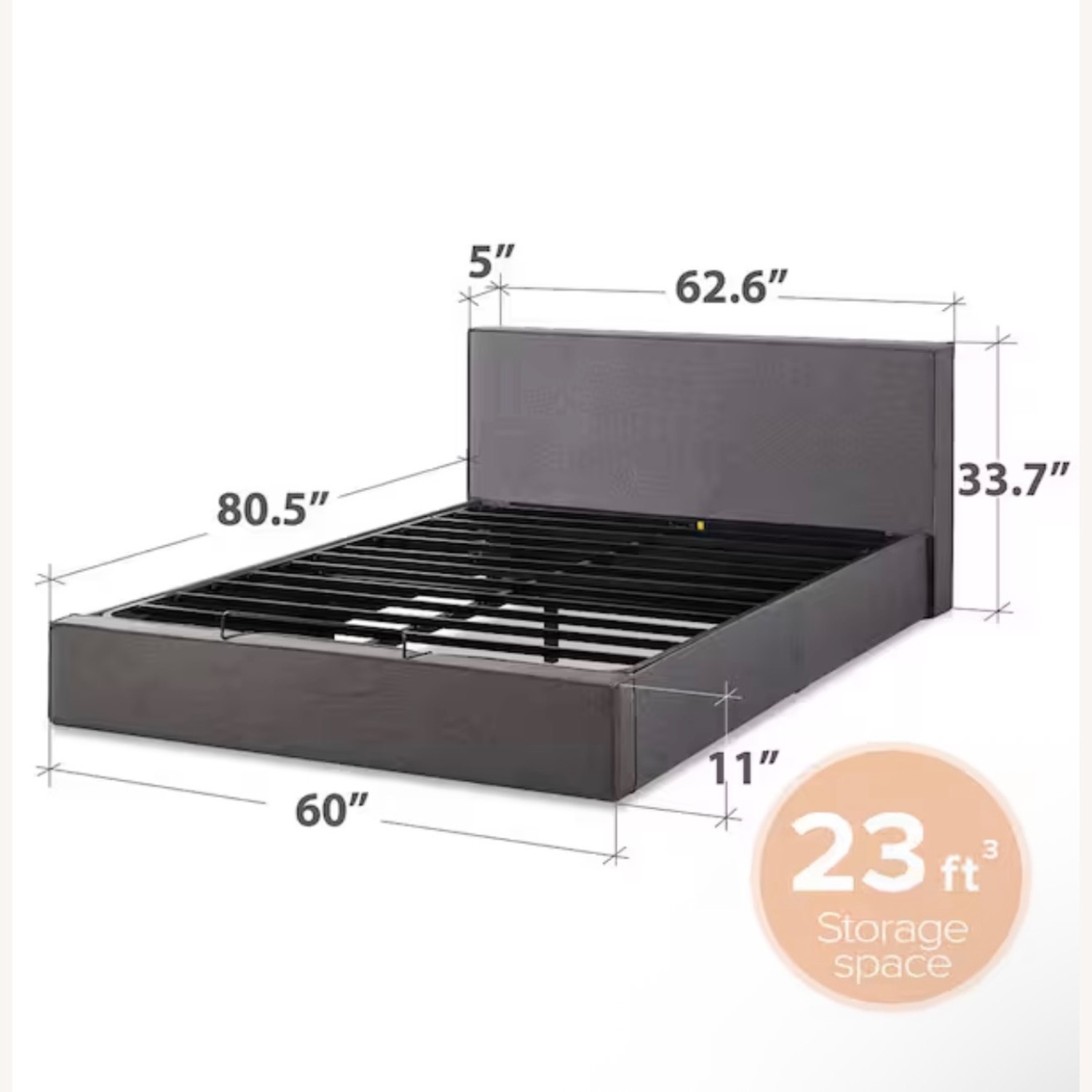 Finley Home Storage Bed Dark Gray Queen Bed - image-4