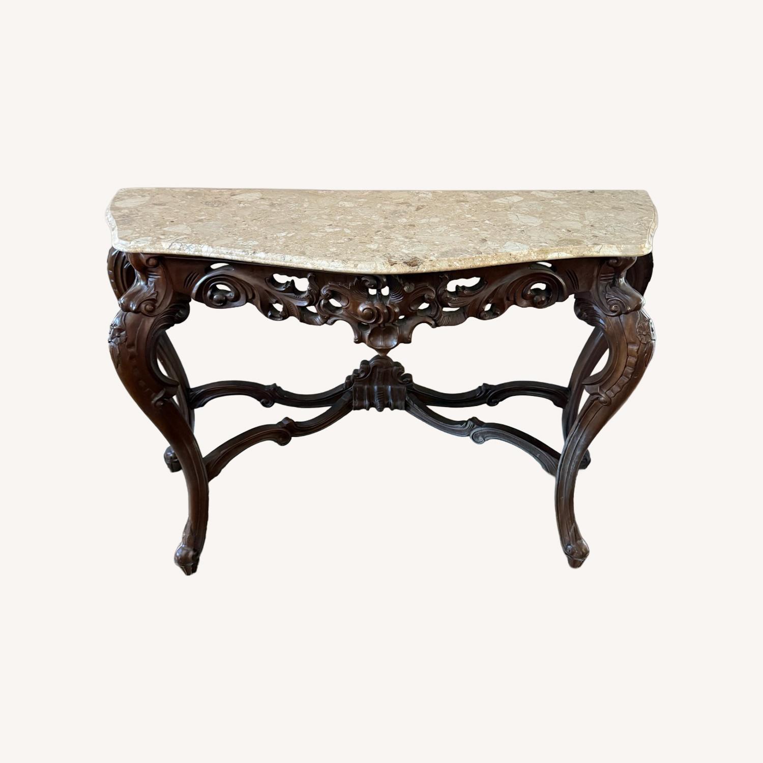 Italian Rococo Style Marble Top Console Table - image-0
