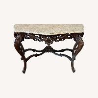 Italian Rococo Style Marble Top Console Table