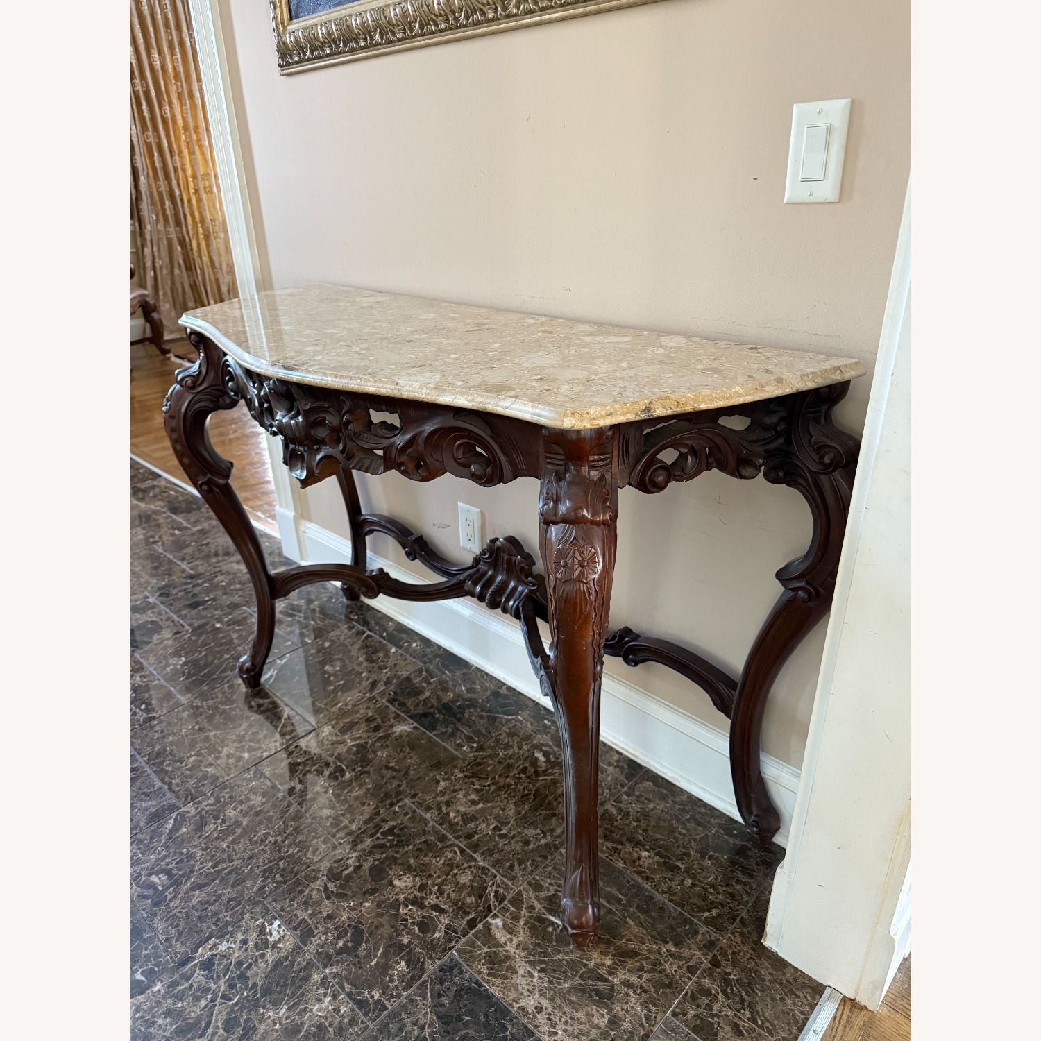 Italian Rococo Style Marble Top Console Table - image-1