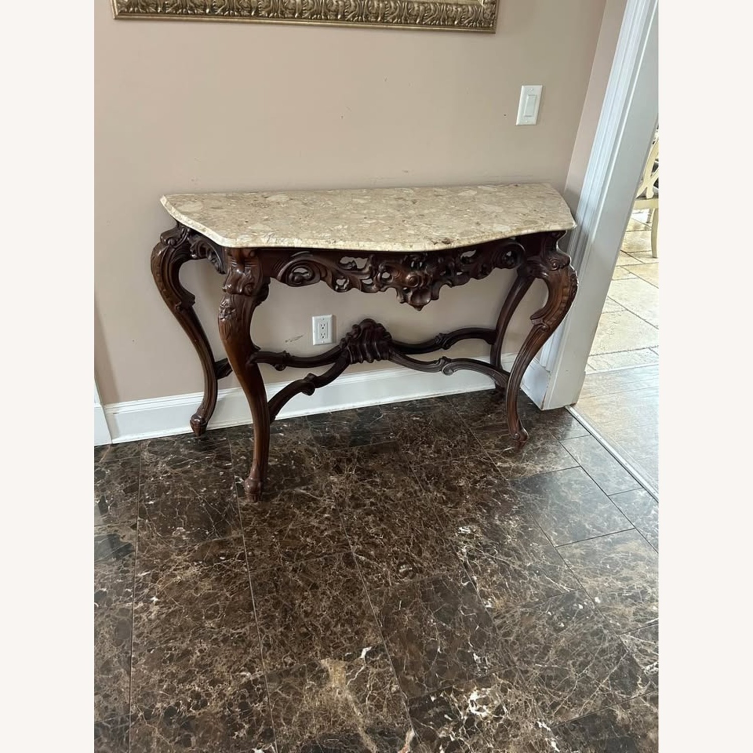 Italian Rococo Style Marble Top Console Table - image-2