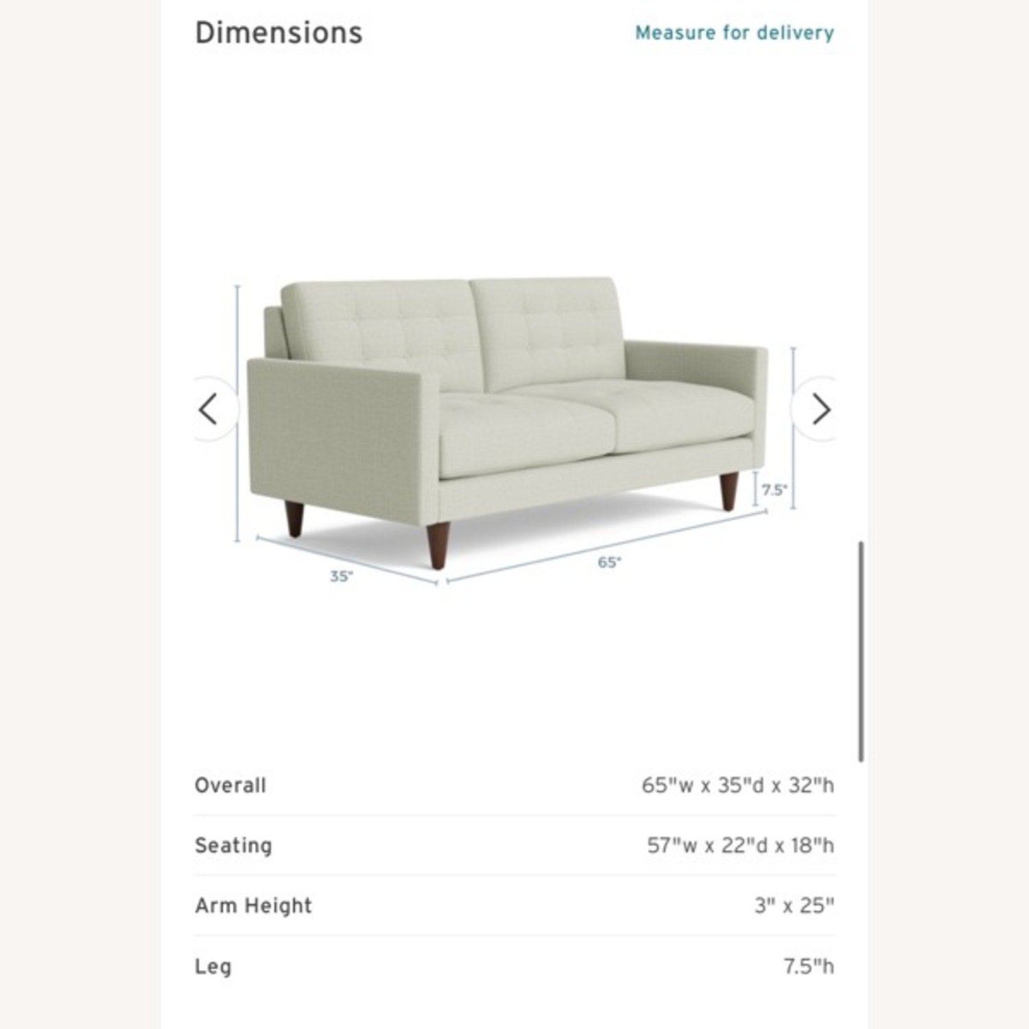 Joybird Eliot White 2 Seater Sofa - image-3