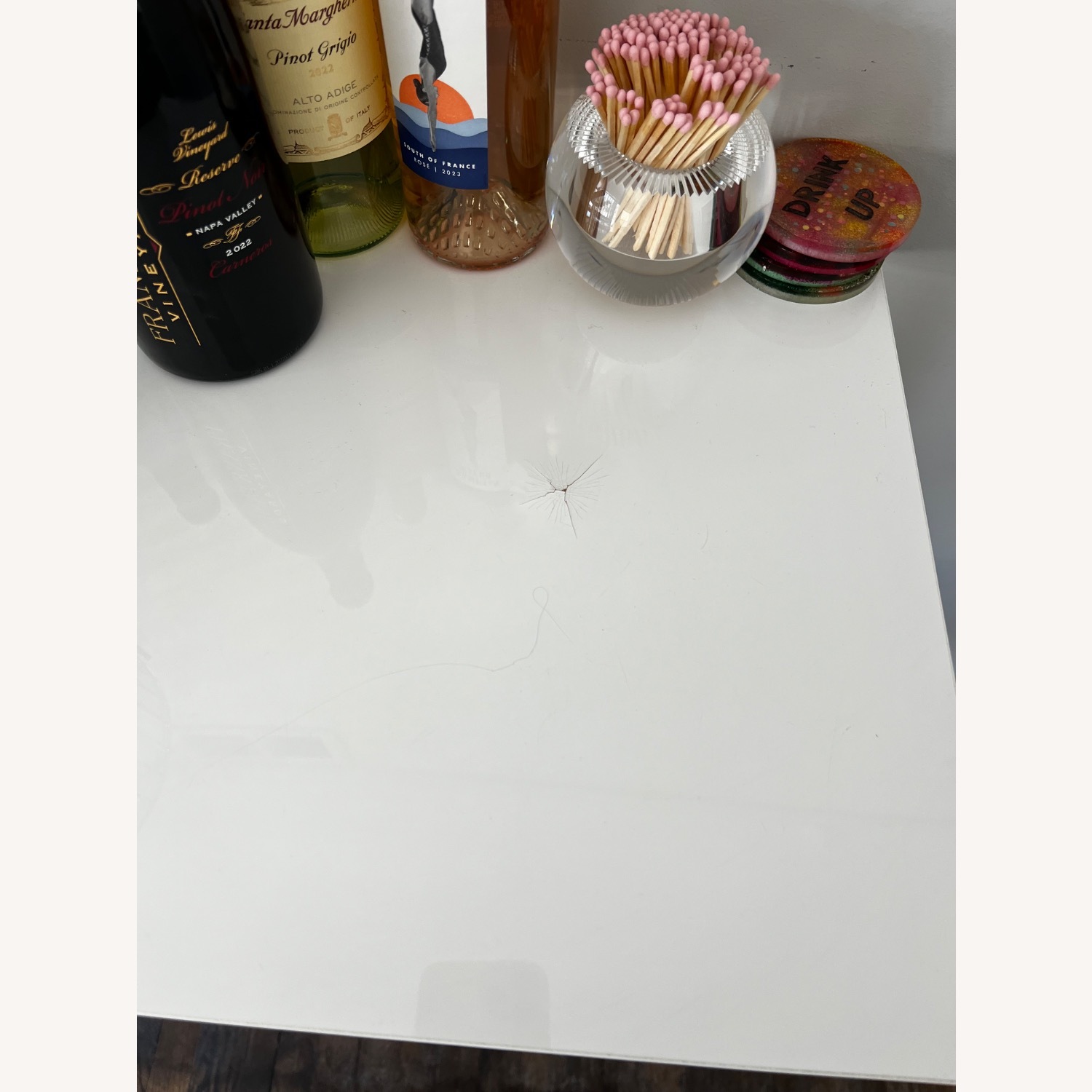 Home Goods White Modern Glass and Chrome Bar Cart - image-3