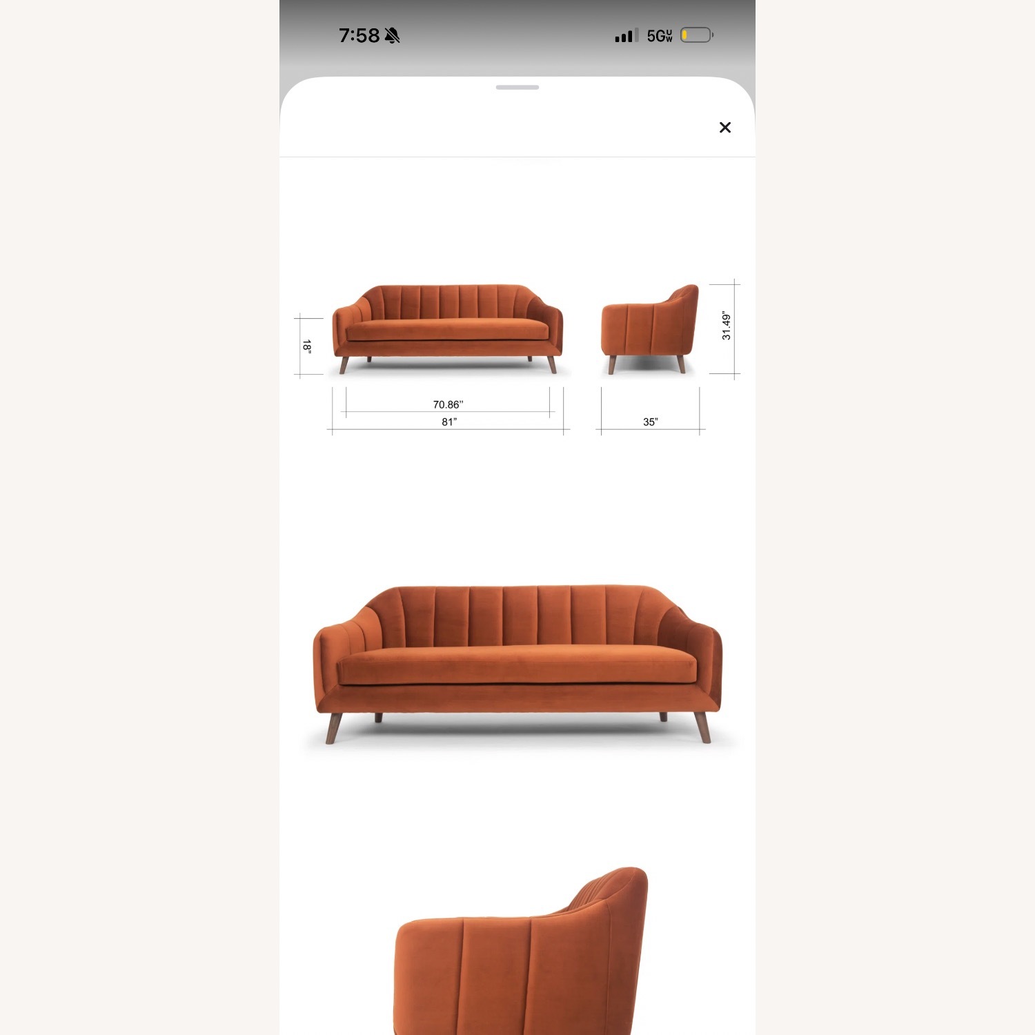 Boevange-sur-Attert 81" Round Arm Sofa - image-4