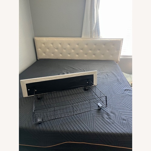 Used Natural Suede King Bed for sale on AptDeco