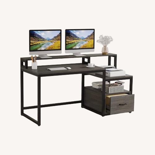 Used Tribesigns 60 inch Computer Desk with Storage Shelves and File Drawer for sale on AptDeco