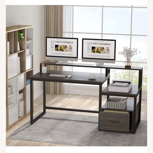 Used Tribesigns 60 inch Computer Desk with Storage Shelves and File Drawer for sale on AptDeco