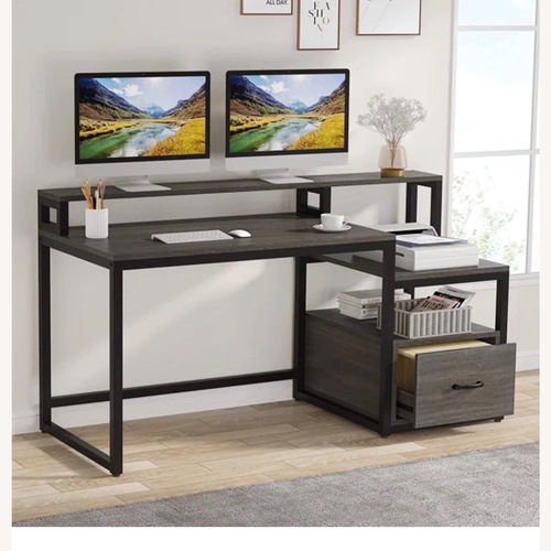 Used Tribesigns 60 inch Computer Desk with Storage Shelves and File Drawer for sale on AptDeco
