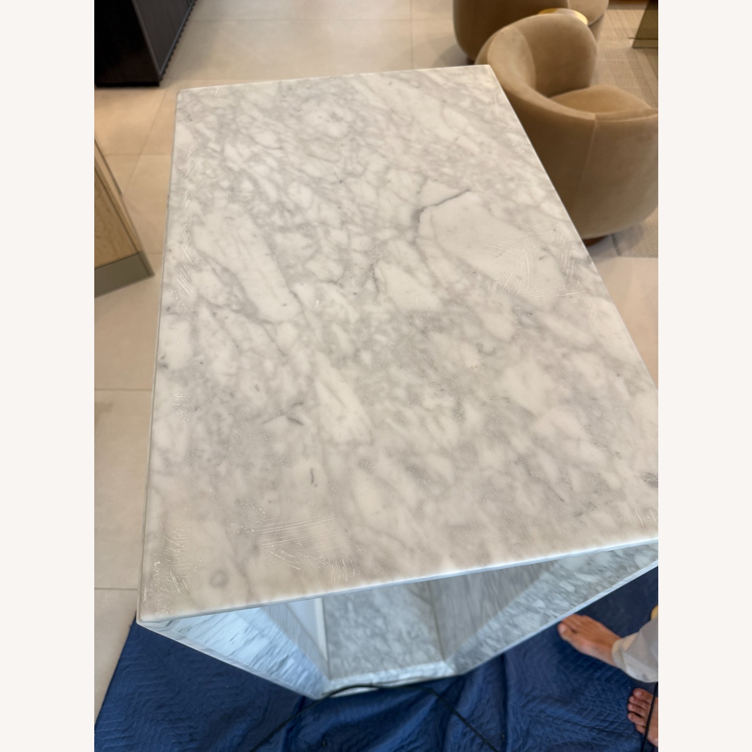 Williams Sonoma Pierre White Marble Coffee Table (56") - image-10