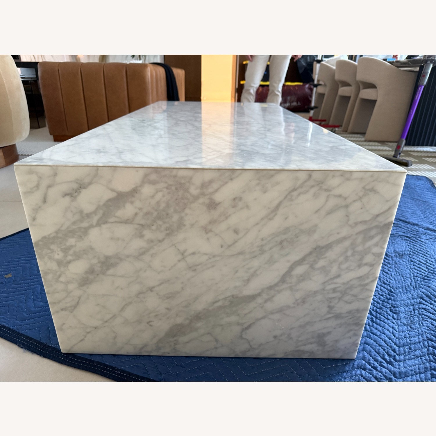 Williams Sonoma Pierre White Marble Coffee Table (56") - image-4