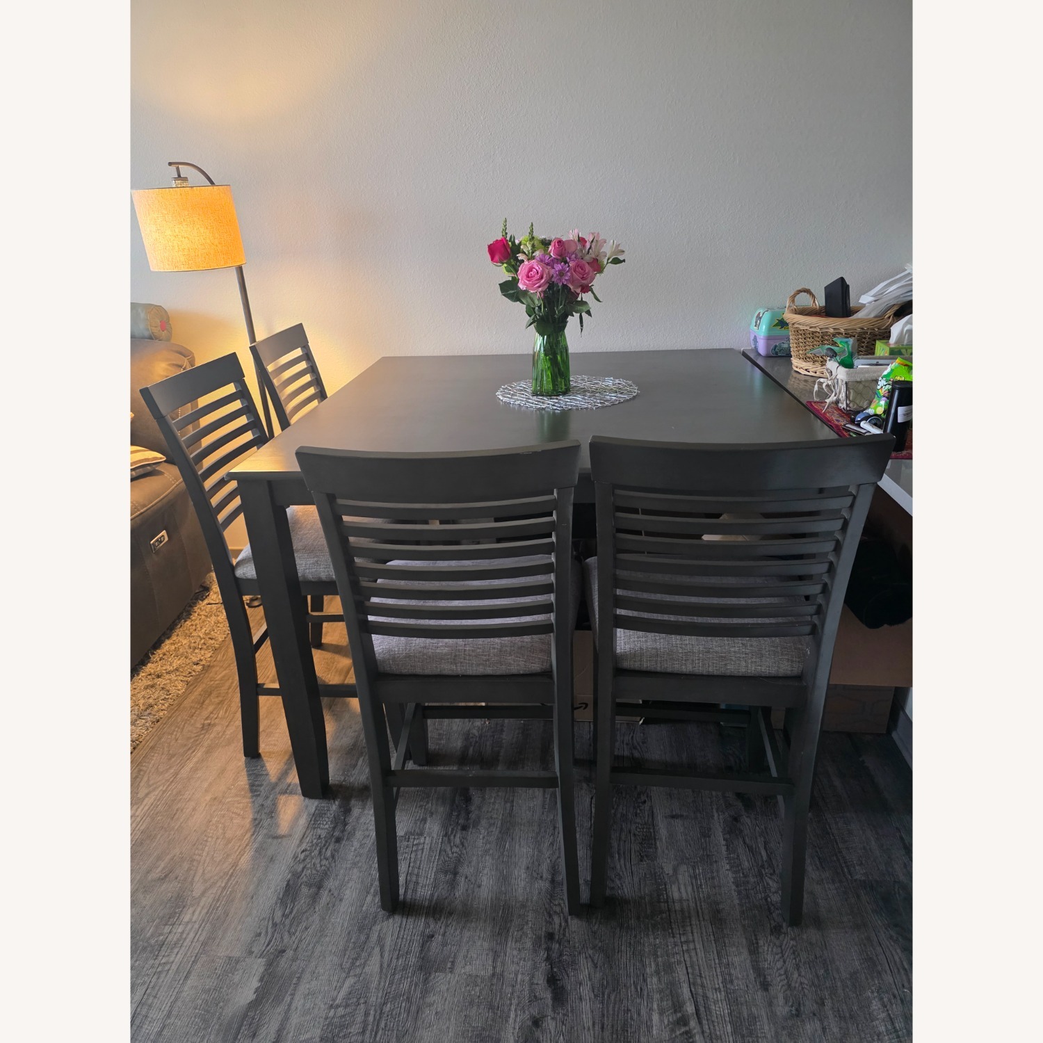 Dark Gray Wood Dining Sets - image-1
