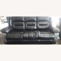 Black Faux Leather 3 Seater Sofa Manual Recliner