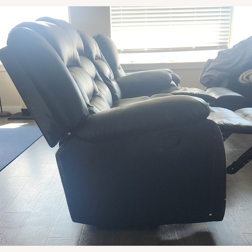 Used Black Faux Leather 3 Seater Sofa Manual Recliner for sale on AptDeco
