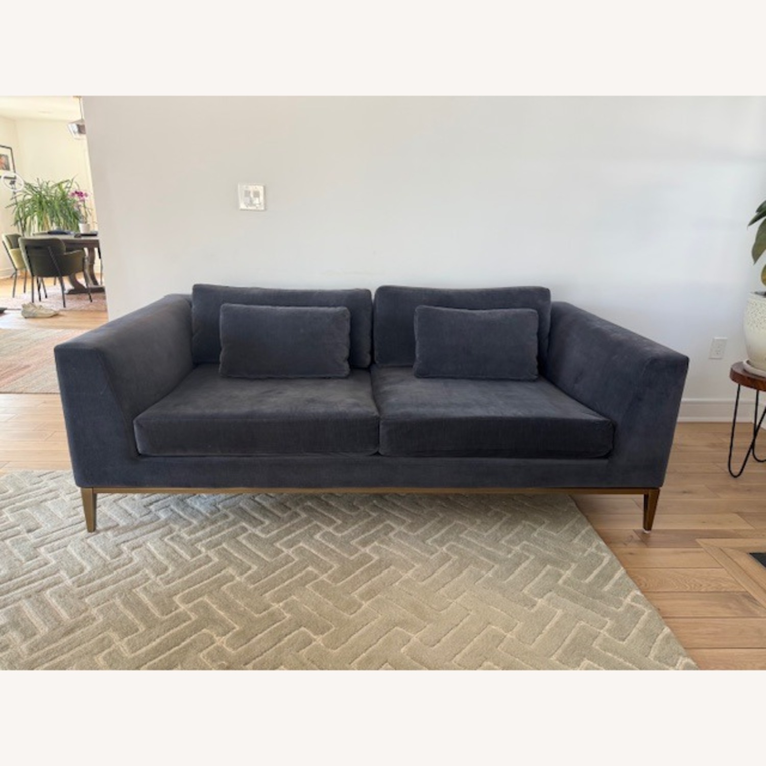 Restoration Hardware Blue Velvet 3+ Seater Sofa - image-2