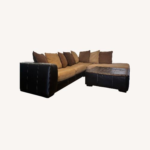 Used Wayfair Dark Brown Leather 2 Piece Sectional for sale on AptDeco
