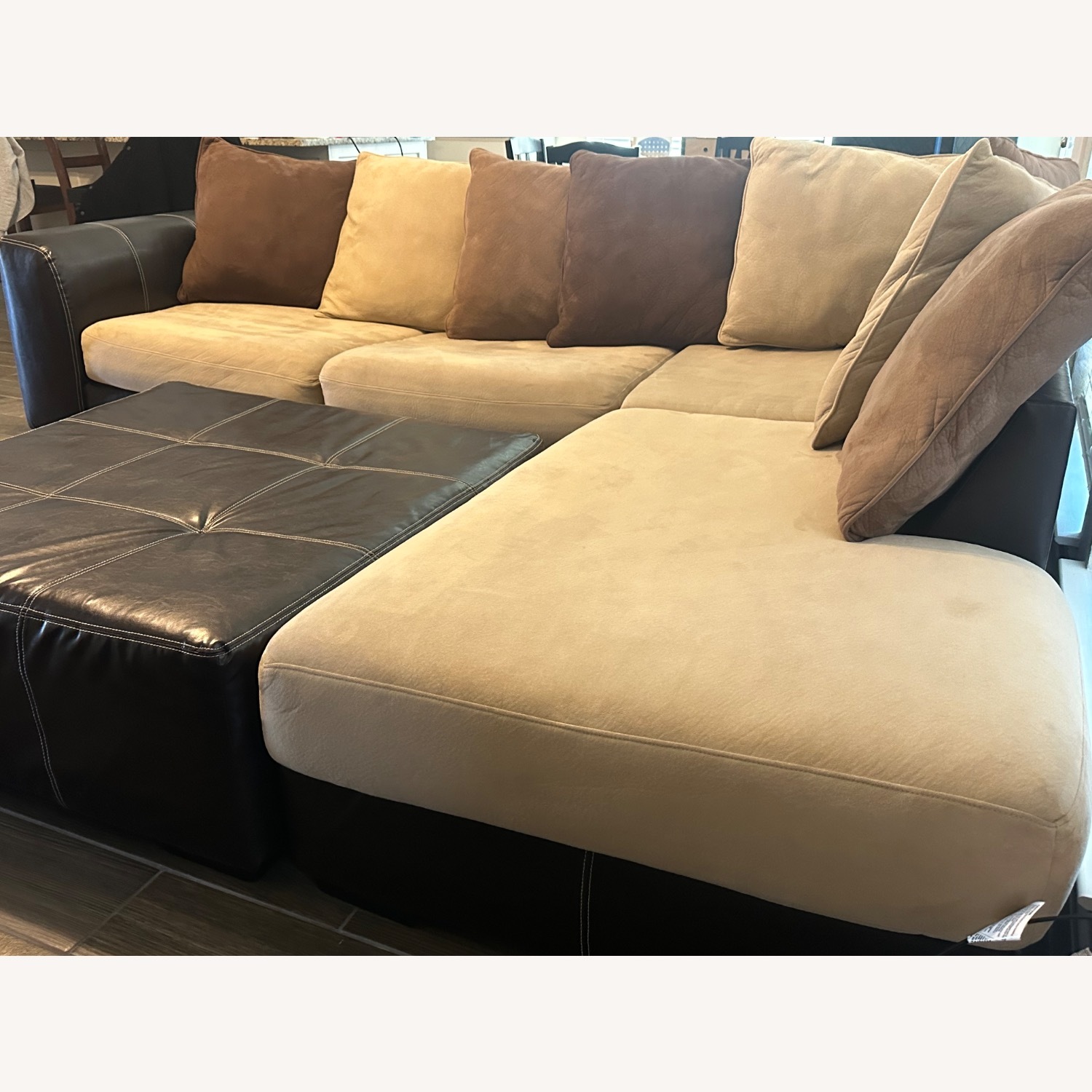 Wayfair Dark Brown Leather 2 Piece Sectional - image-1