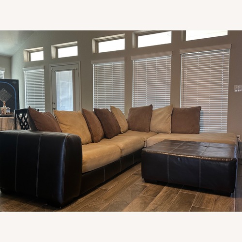 Used Wayfair Dark Brown Leather 2 Piece Sectional for sale on AptDeco