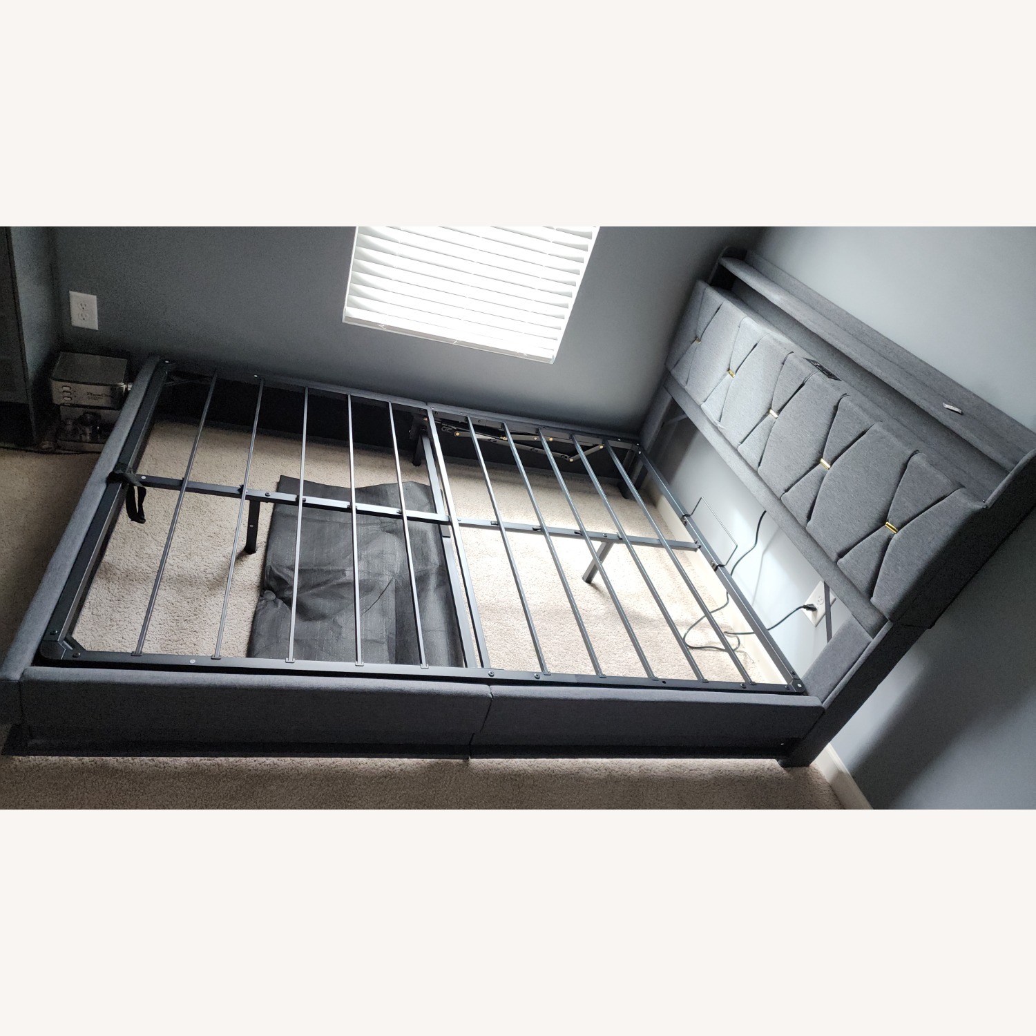 Dark Gray Blue-ish Full Bed Frame - image-1