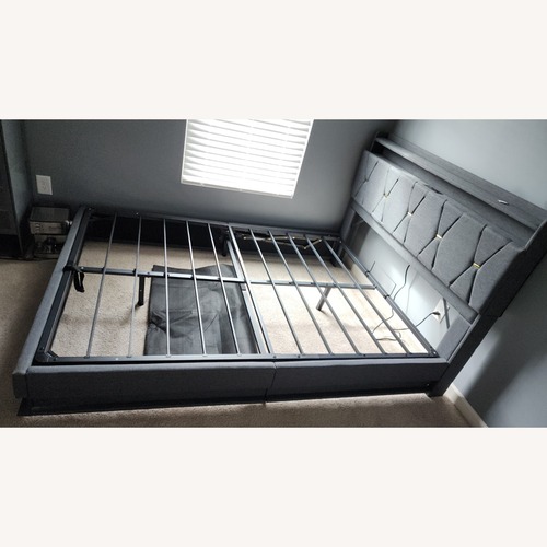 Used Dark Gray Blue-ish Full Bed Frame for sale on AptDeco