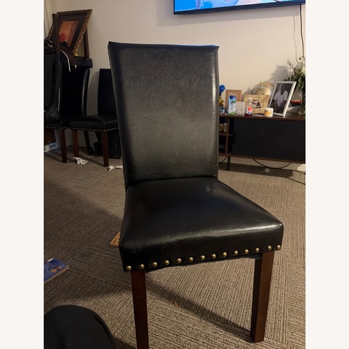Used Wayfair Black Leather Dining Chairs for sale on AptDeco