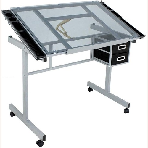 Used Amazon Tempered Glass Adjustable Drafting & Drawing Table for sale on AptDeco