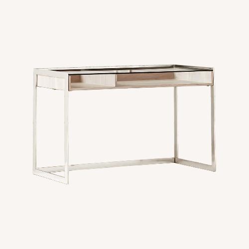 Used CB2 Glass Vista Desk Light Gray Glass Desk for sale on AptDeco