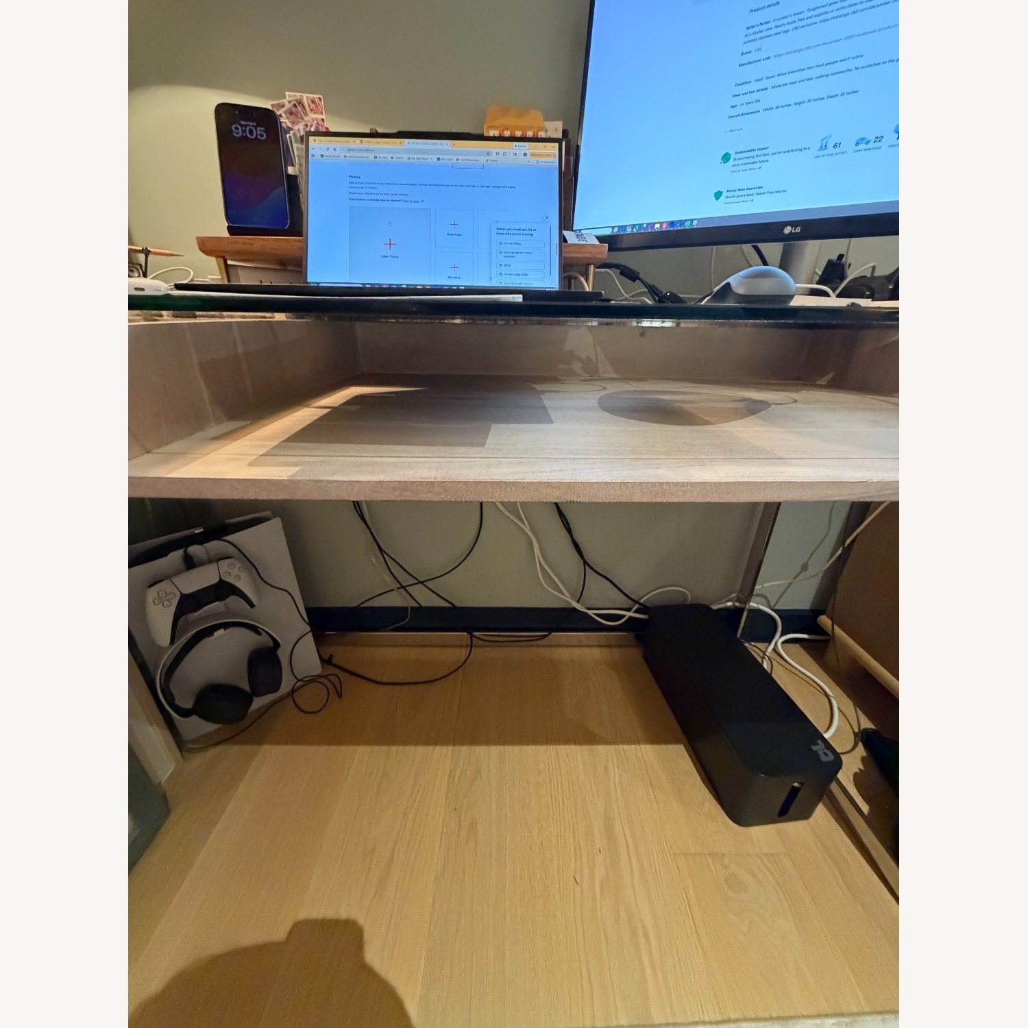 CB2 Glass Vista Desk Light Gray Glass Desk - image-1