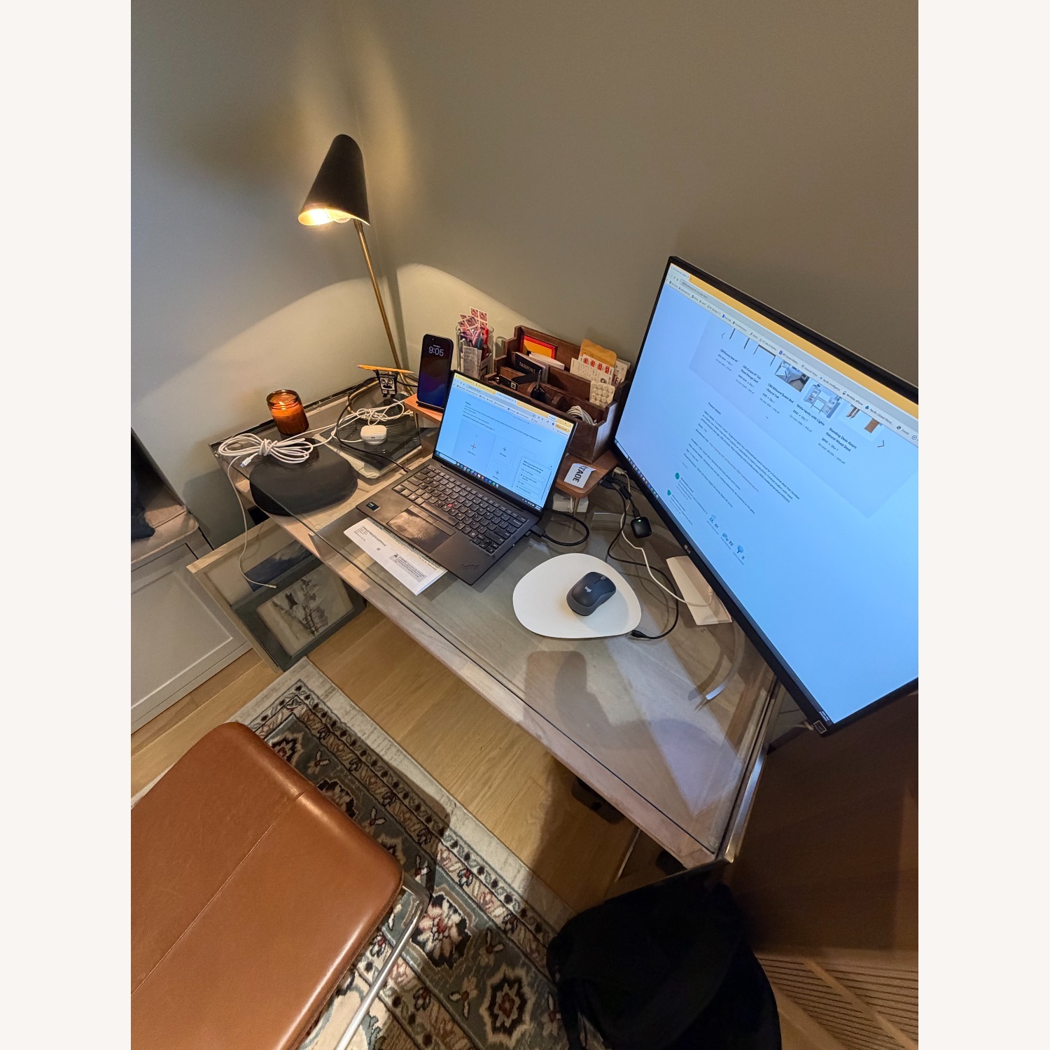 CB2 Glass Vista Desk Light Gray Glass Desk - image-3