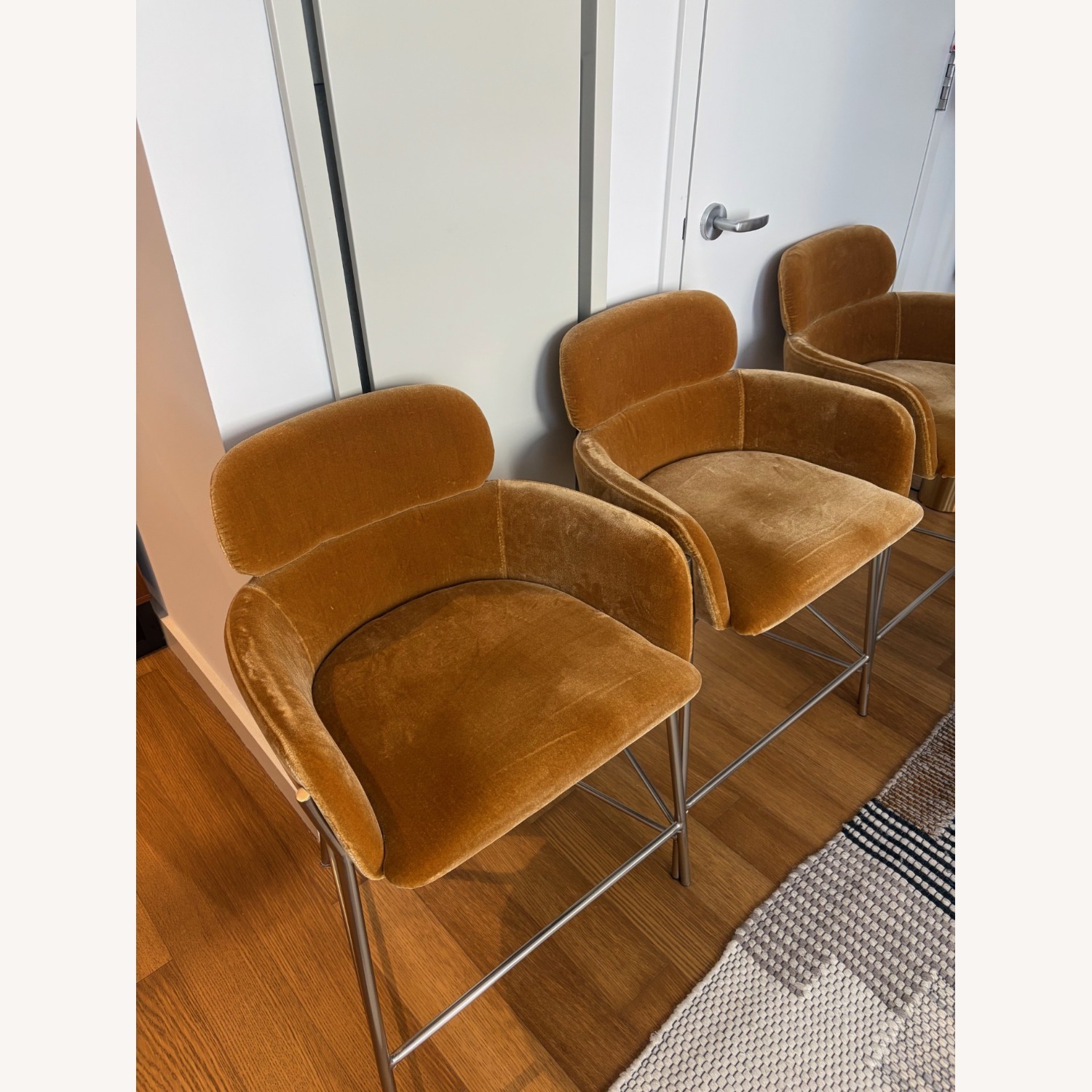 CB2 Azalea Gold Velvet Stools - image-2