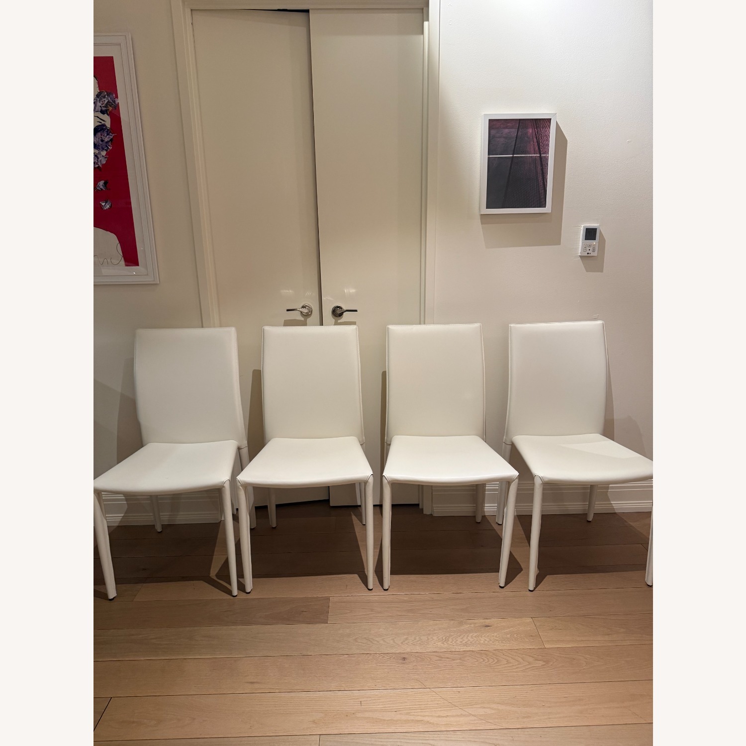 White Leather Dining Chairs - image-5