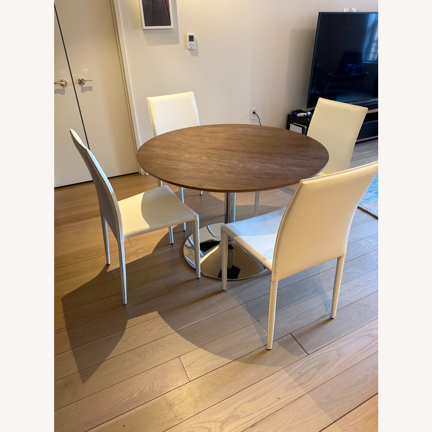 White Leather Dining Chairs - image-0