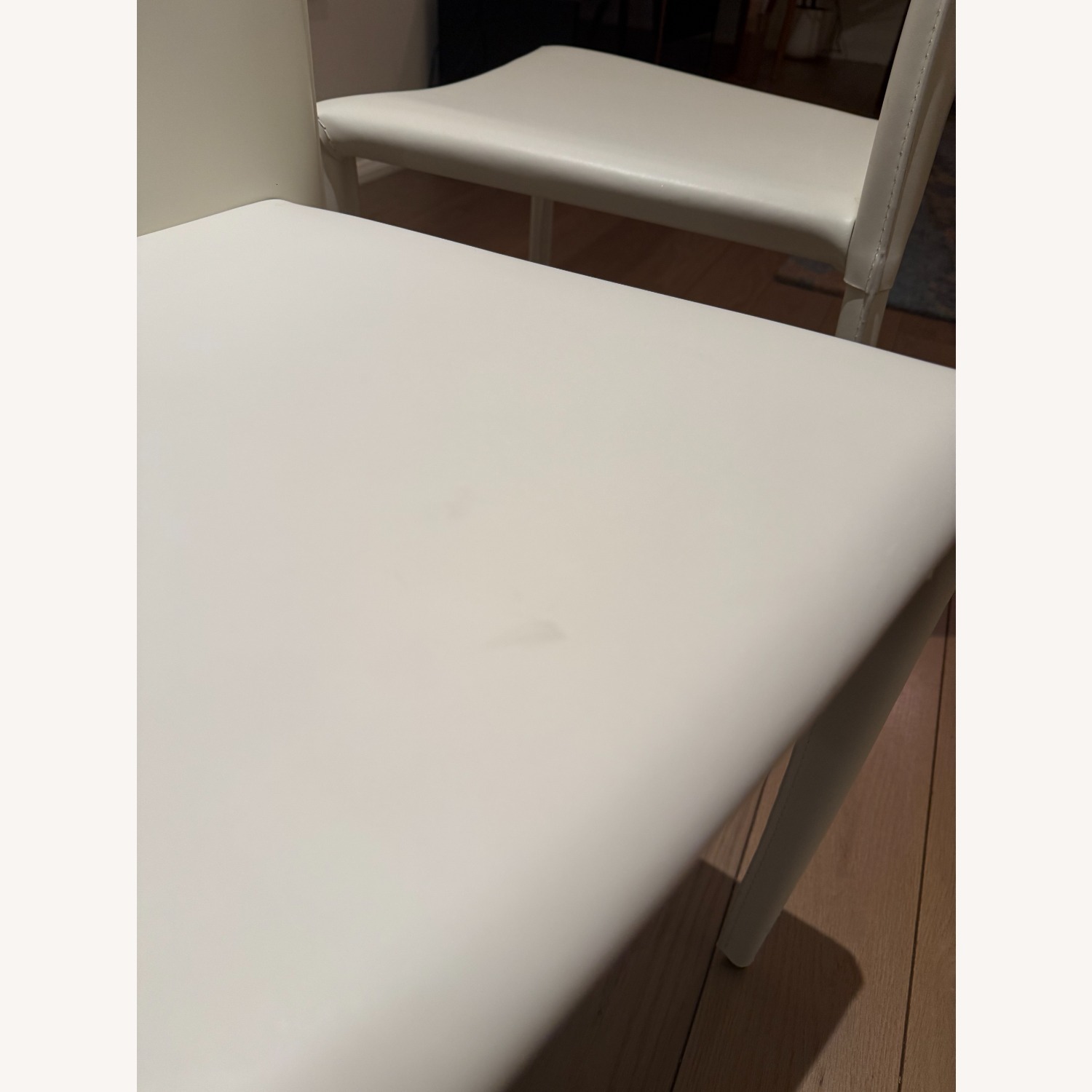 White Leather Dining Chairs - image-4