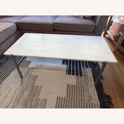 Used CB2 Slab White Marble Coffee Table for sale on AptDeco