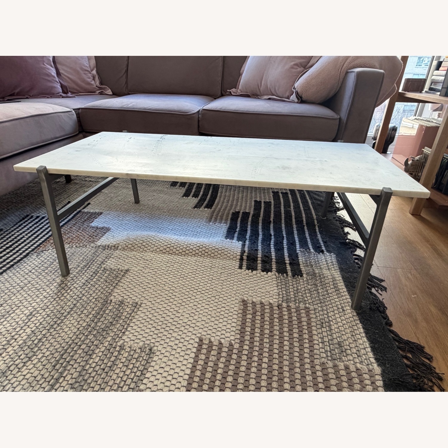 CB2 Slab White Marble Coffee Table - image-3